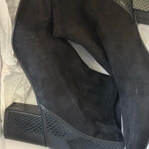 Bandolino Black Suede Block Heel Knee Boots